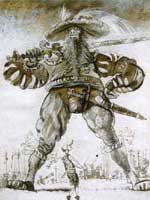 David and Goliath, 1998, 4030 Paper, mixed technique. Bible's Characters Cycle