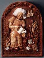 L.Muratova, 3rd year, 6th semester Decorative Tryptich Childhood Terracotta, glaze Supervised by Assoc. Prof. N.Kh.Khakimov